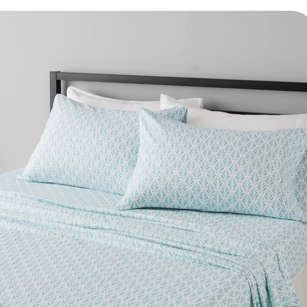 Aqua Fern Floral Patterned Bedding Set 4pc. Full